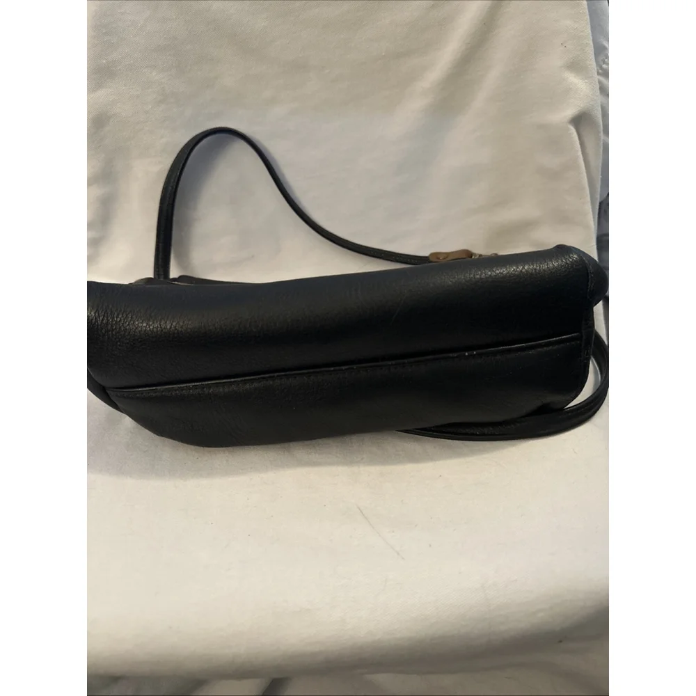 Vintage Orvis Black Brown Pebbled Leather Crossbody Bag - Picture 8 of 8